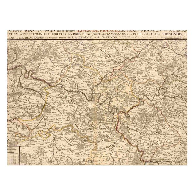 Lavagna magnetica - Cartina vintage della Francia