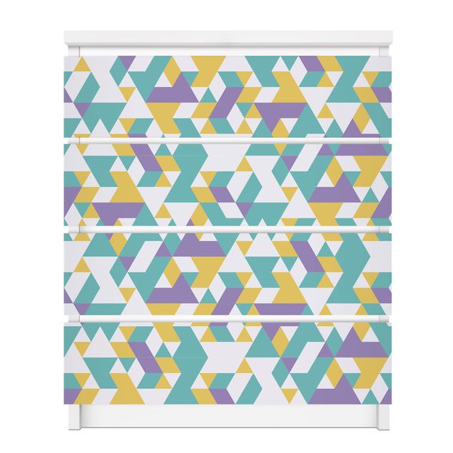 Carta adesiva per mobili IKEA - Malm Cassettiera 4xCassetti - No.RY33 Lilac Triangles