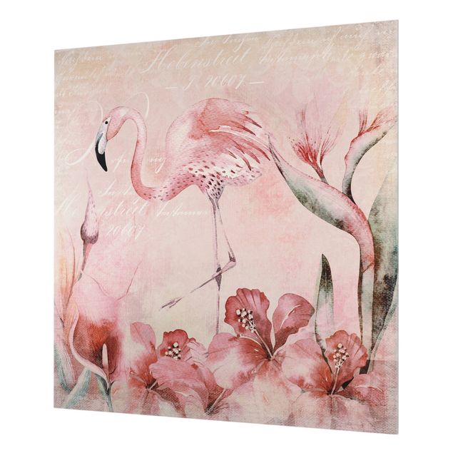 Paraschizzi in vetro - Shabby Chic Collage - Flamingo