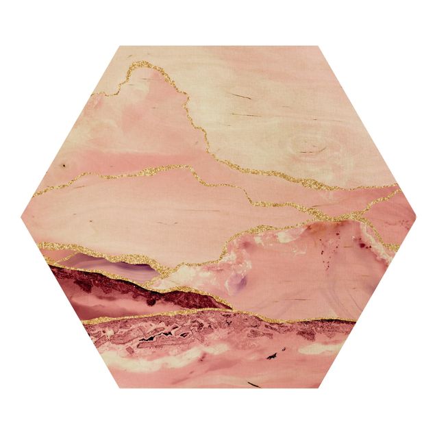 Esagono in legno - Estratto Monti rosa con Golden Lines