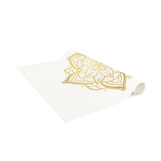 Tappeti orientali Mandala Floreale - Illustrazione Oro Bianco