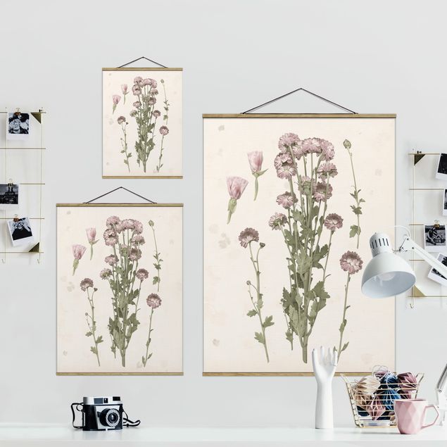 Foto su tessuto da parete con bastone - Herbarium In Pink I - Verticale 4:3