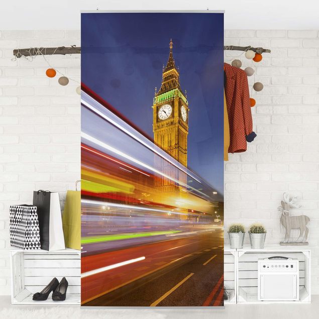 Tenda a pannello - Traffic in London at the Big Ben at night 250x120cm