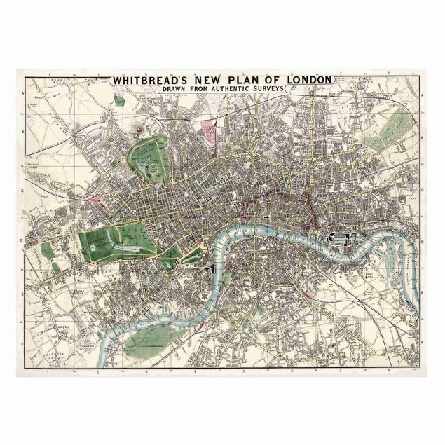 Lavagna magnetica - Vintage Mappa Londra - Formato orizzontale 3:4
