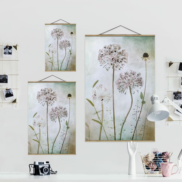 Foto su tessuto da parete con bastone - Porro Flowers In pastello - Verticale 3:2