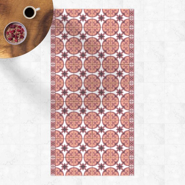 Tappeto per balcone Mix di piastrelle geometriche Cerchi Arancione
