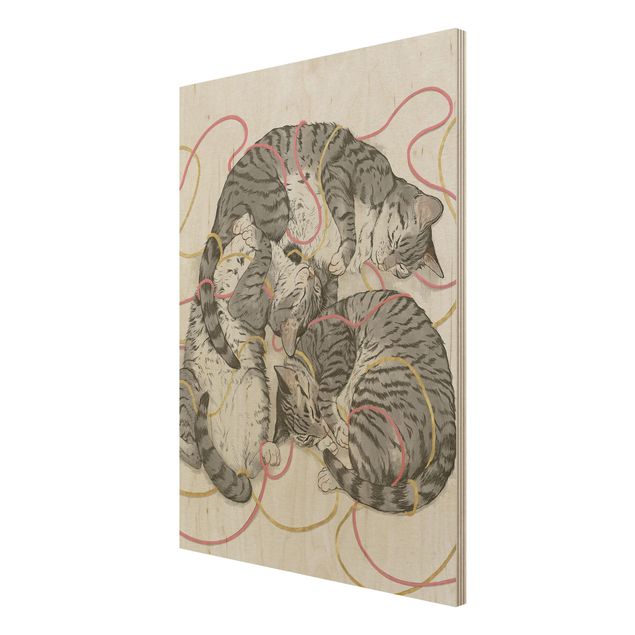 Stampa su legno - Illustrazione Grey Cat Pittura - Verticale 4:3