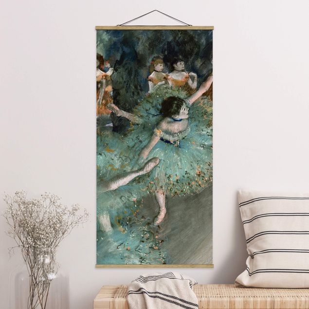 Quadro su tessuto con stecche per poster - Edgar Degas - Verde Ballerini - Verticale 2:1