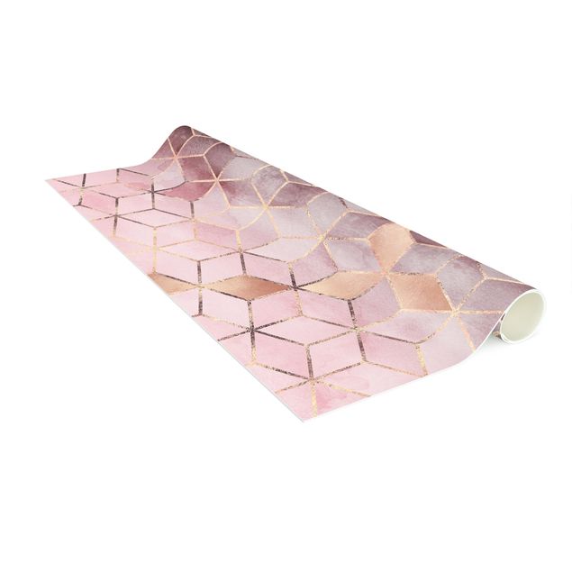 Tappeti in 3d Geometria dorata rosa-grigio