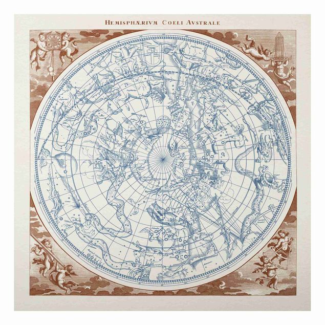 Stampa su alluminio spazzolato - Vintage Mappa Stellare Southern Hemissphere - Quadrato 1:1