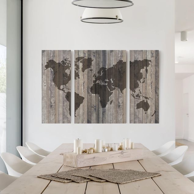 Stampe su tela Mappa del mondo in legno