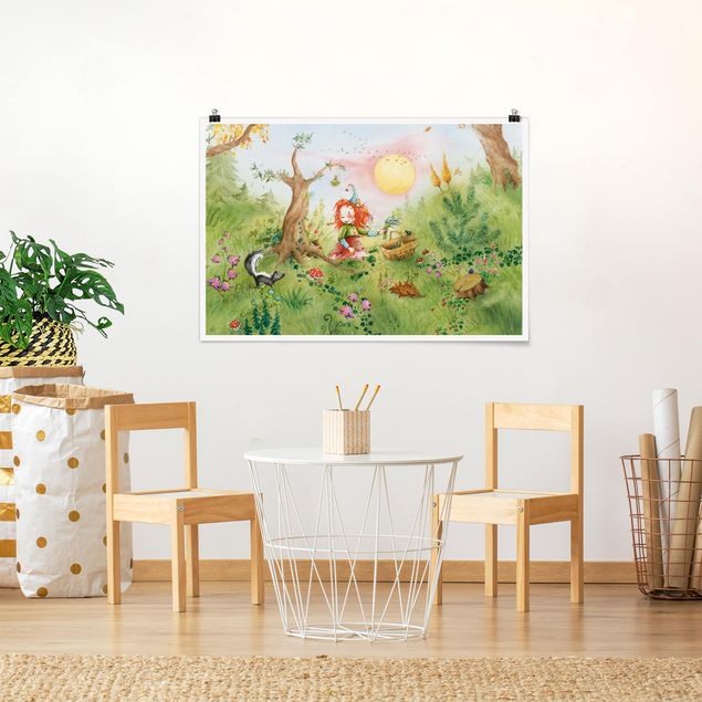Poster cameretta bambini animali Frida raccoglie le erbe