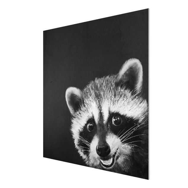 Stampa su Forex - Illustrazione Raccoon Monochrome Pittura - Quadrato 1:1