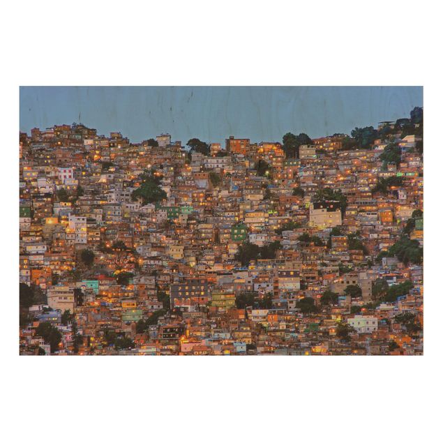 Quadro in legno - Rio De Janeiro favela Sunset - Orizzontale 3:2