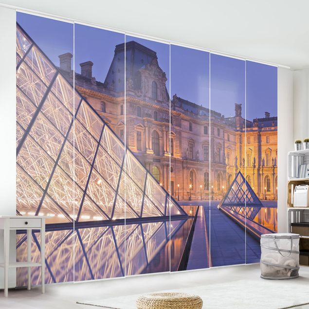 tende a pannello corte Louvre Parigi di notte