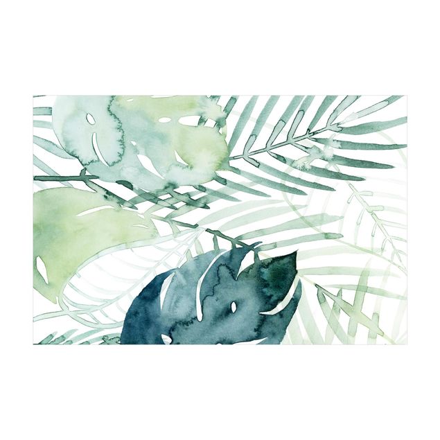 Tappeto verde Fronde di palma in acquerello I