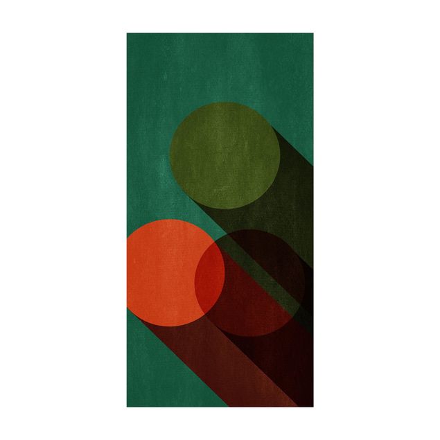 Tappeto bagno verde Forme astratte - Cerchi in verde e rosso