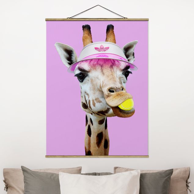 stampe animali Giraffa che gioca a tennis