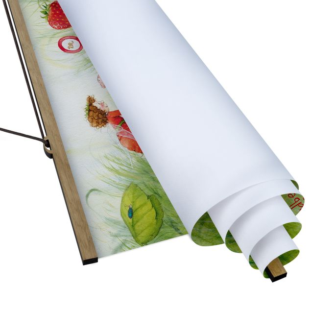 Quadro su tessuto con stecche per poster - Strawberry Coniglio Erdbeerfee - Ai confini del Worm casa - Orizzontale 1:2