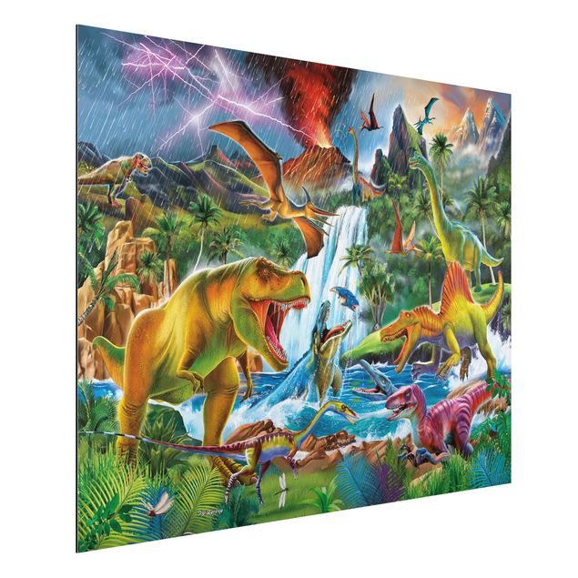Quadri animali Dinosauri in una tempesta preistorica