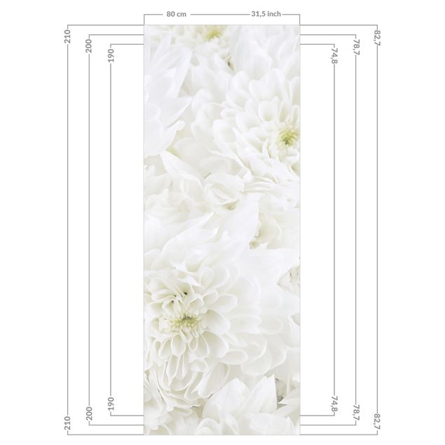 Rivestimento per doccia - Mare floreale di dalie bianco