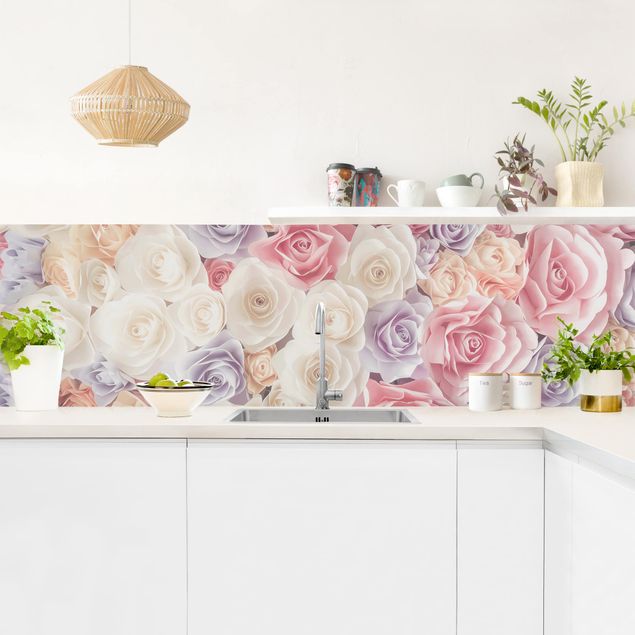Rivestimenti cucina adesivi Rose di carta pastello