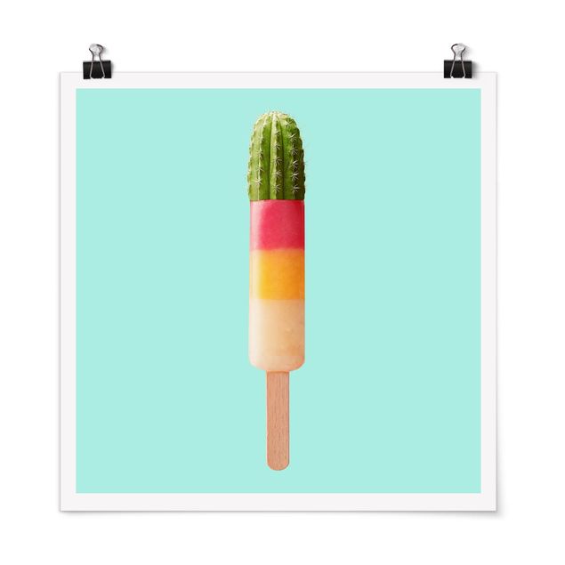 Poster - Ghiaccio Con Cactus - Quadrato 1:1