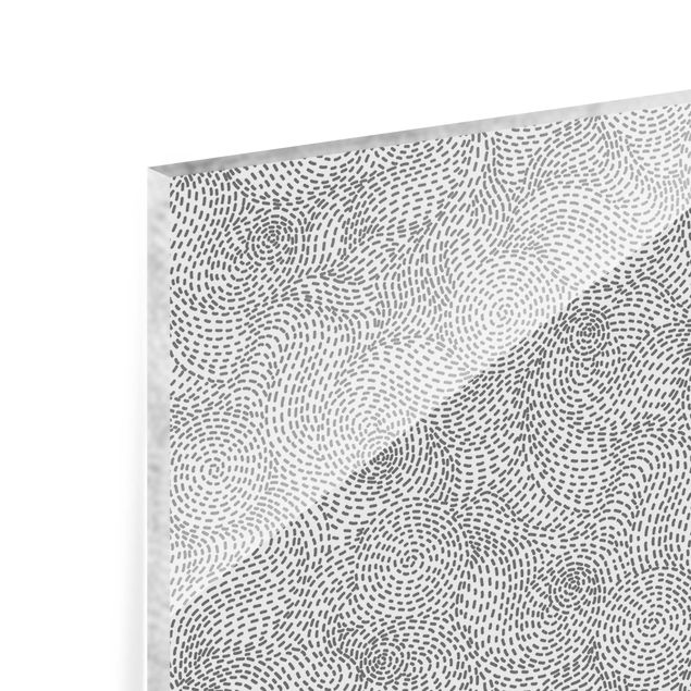 Paraschizzi in vetro - Fantasia tratteggiata di spirali in grigio - Formato orizzontale 2:1