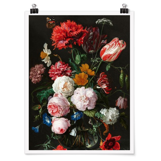 Poster - Jan Davidsz De Heem - Natura morta con fiori in un vaso di vetro - Verticale 4:3
