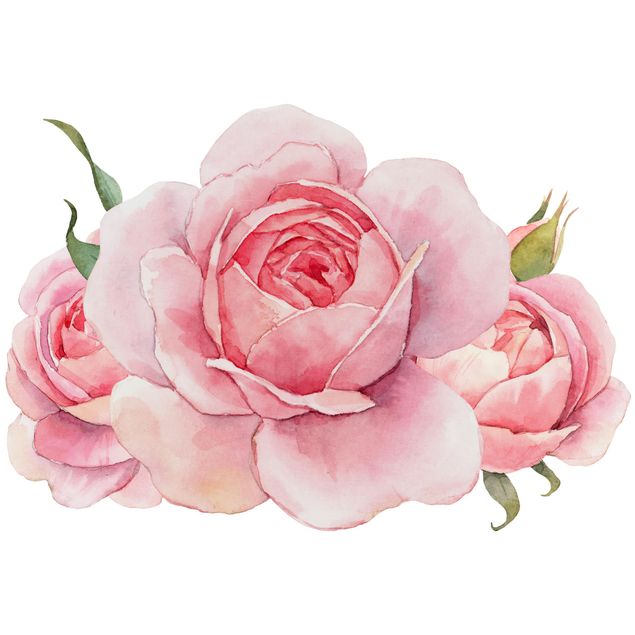 Adesivo murale - Acquerello Pink Rose XXL
