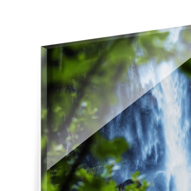 Paraschizzi in vetro - Vista sulla cascata - Quadrato 1:1