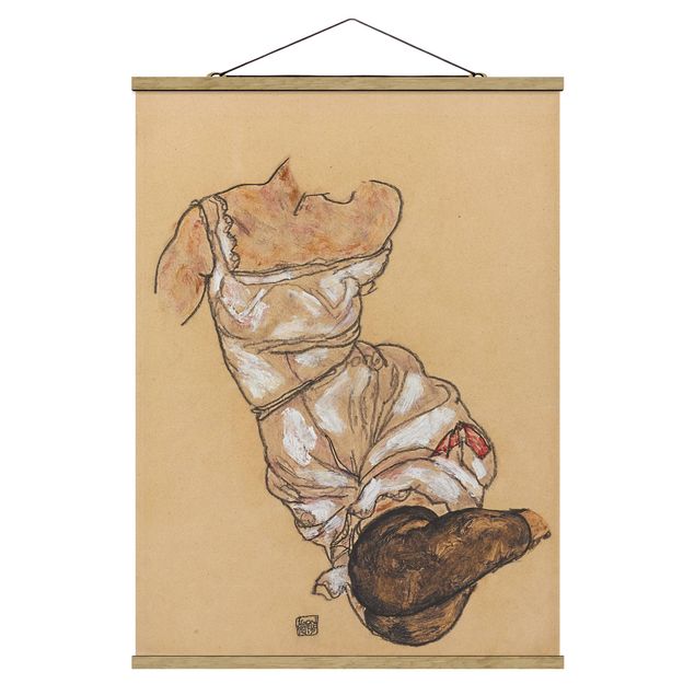 Foto su tessuto da parete con bastone - Egon Schiele - Torso femminile in biancheria intima - Verticale 4:3