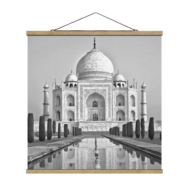 Quadro su tessuto con stecche per poster - Taj Mahal With Garden - Quadrato 1:1