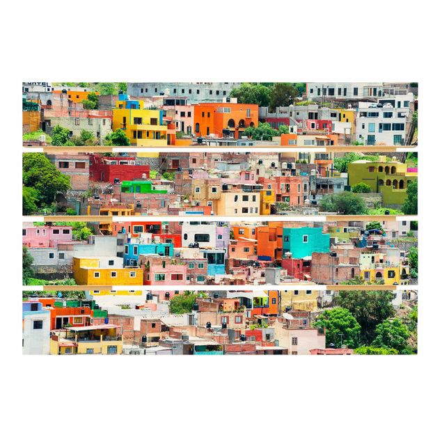 Stampa su legno - Case colorate Guanajuato anteriore - Orizzontale 2:3