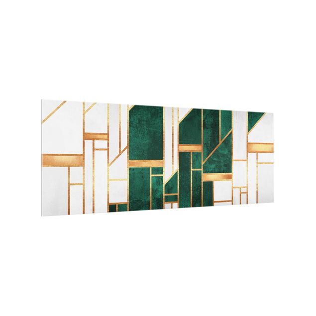 Paraschizzi in vetro - Geometria in smeraldo e oro - Panorama 5:2