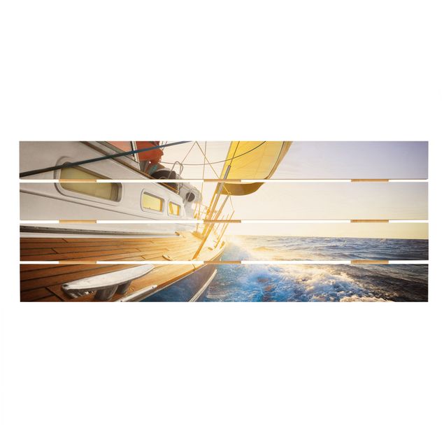 Stampa su legno - Barca a vela sul mare blu In Sole - Orizzontale 2:5