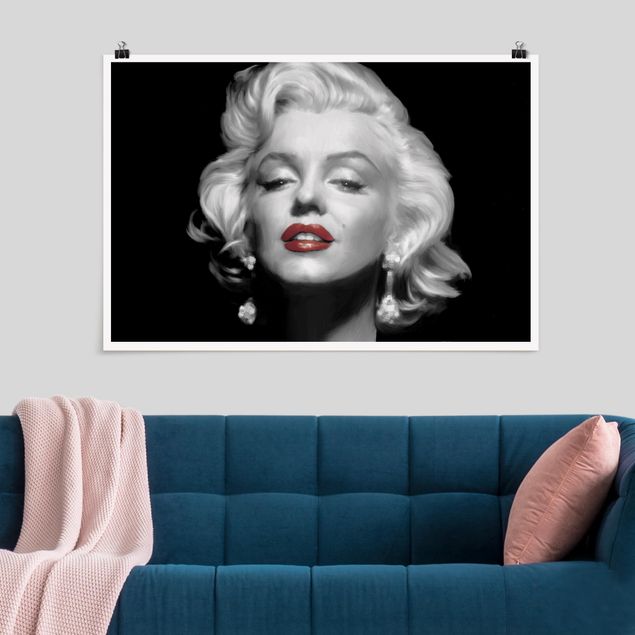Poster vintage Marilyn con le labbra rosse