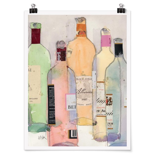 Poster - Bottiglie di vino in acquerello II - Verticale 4:3