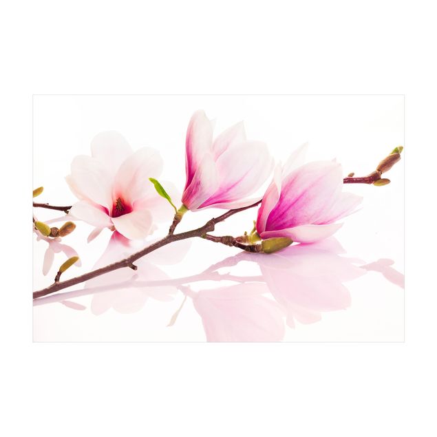 Tappeto bagno rosa Delicato ramo di magnolia