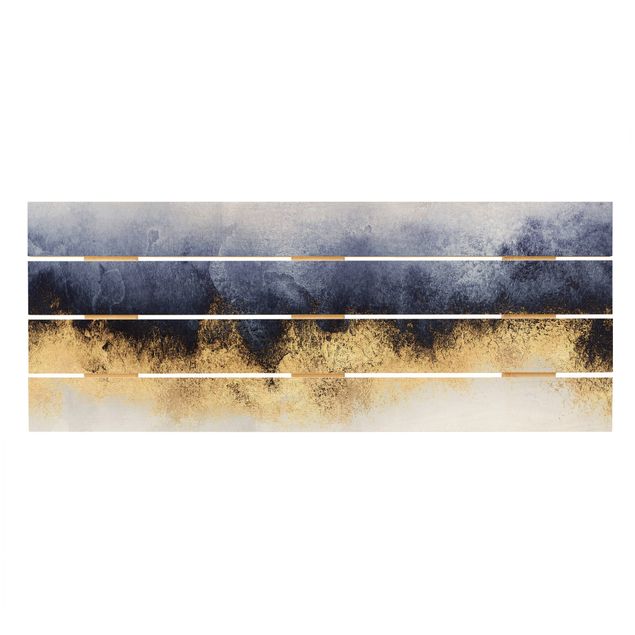 Stampa su legno - Elisabeth Fredriksson - Cielo nuvoloso con oro - Orizzontale 2:5