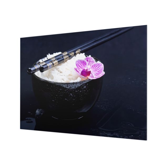 Paraschizzi in vetro - Ciotola di riso con orchidea
