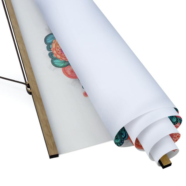 Quadro su tessuto con stecche per poster - Laura Graves - Illustrazione Tiger disegno Mandala Paisley - Quadrato 1:1