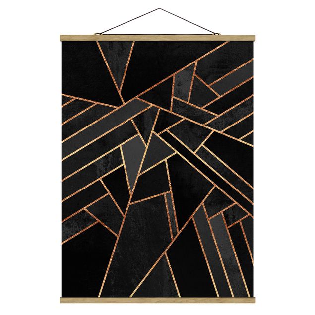 Foto su tessuto da parete con bastone - Elisabeth Fredriksson - Nero Triangoli d'oro - Verticale 4:3