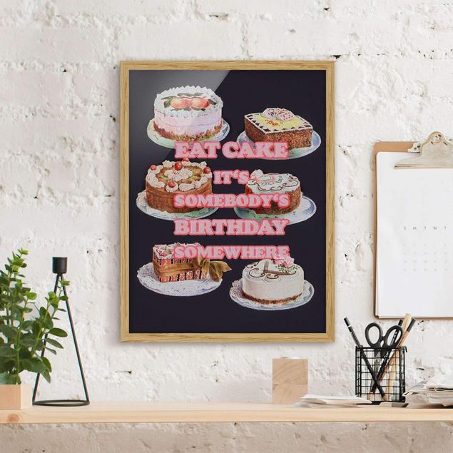 Poster con cornice - Eat Cake It's Birthday