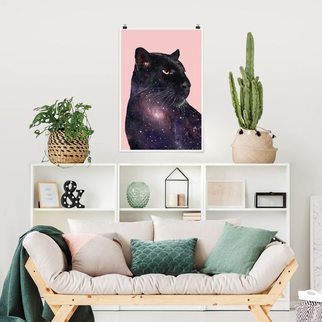 Poster cameretta bambini animali Pantera con galassia