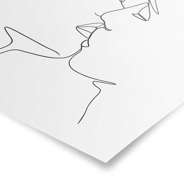 Poster - Line Art bacio Faces Bianco e nero - Quadrato 1:1