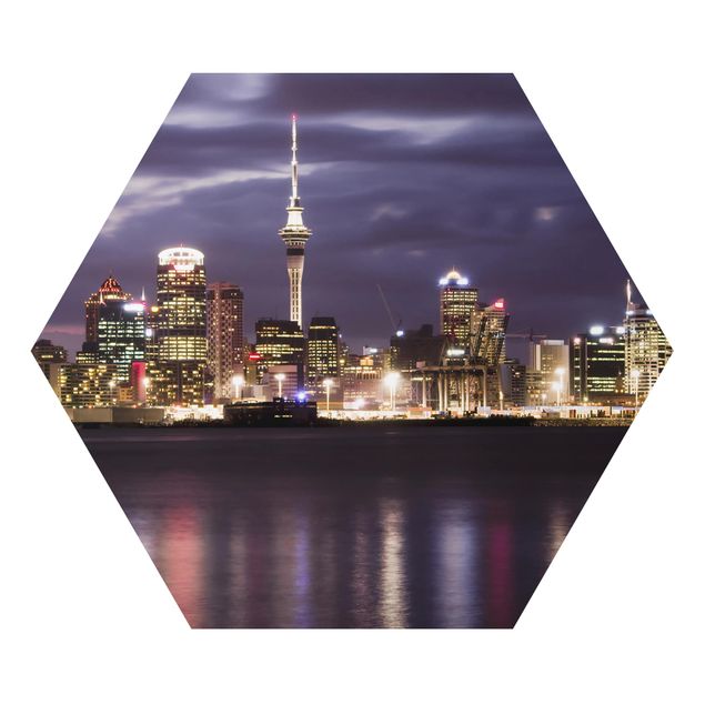 Esagono in Alluminio Dibond - Auckland At Night