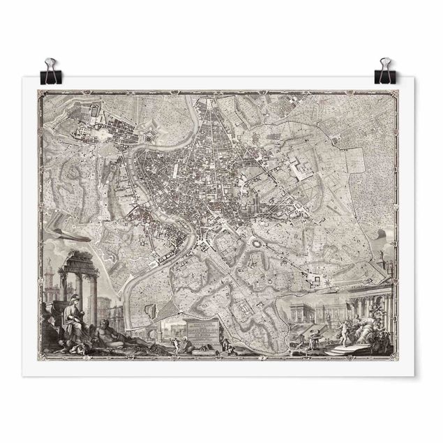 Poster - Vintage Mappa Roma - Orizzontale 3:4
