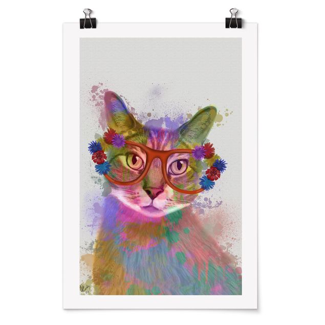 Poster - Arcobaleno Splash Cat - Verticale 3:2