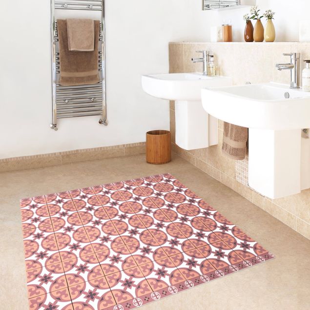 Tappeti bagno moderni Mix di piastrelle geometriche Cerchi Arancione
